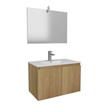Meuble-vasque salle de bain +miroir + éclairage LED Woody 80cm